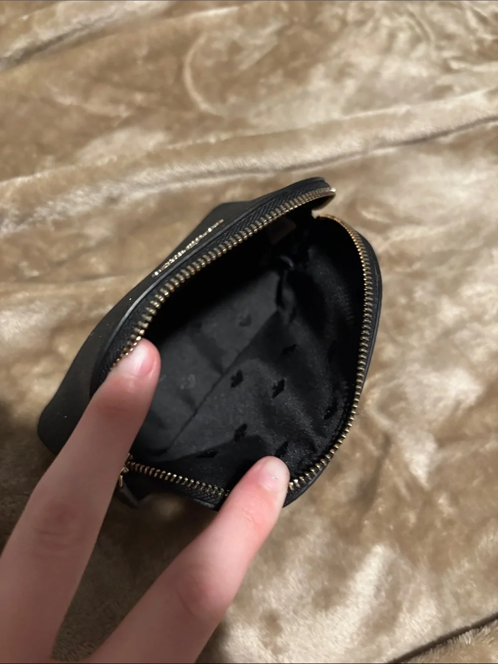kate spade black glitter dome cosmetic pouch